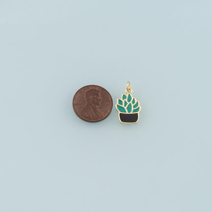 18K Gold Filled Hand Enamel Charm Pendant for Jewelry Making