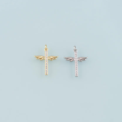 Gold Wing Charms,18K Gold Filled Wings Pendant,CZ Micro Pave Angel Wings Charm Bracelet Necklace for DIY Jewelry Making Suppl