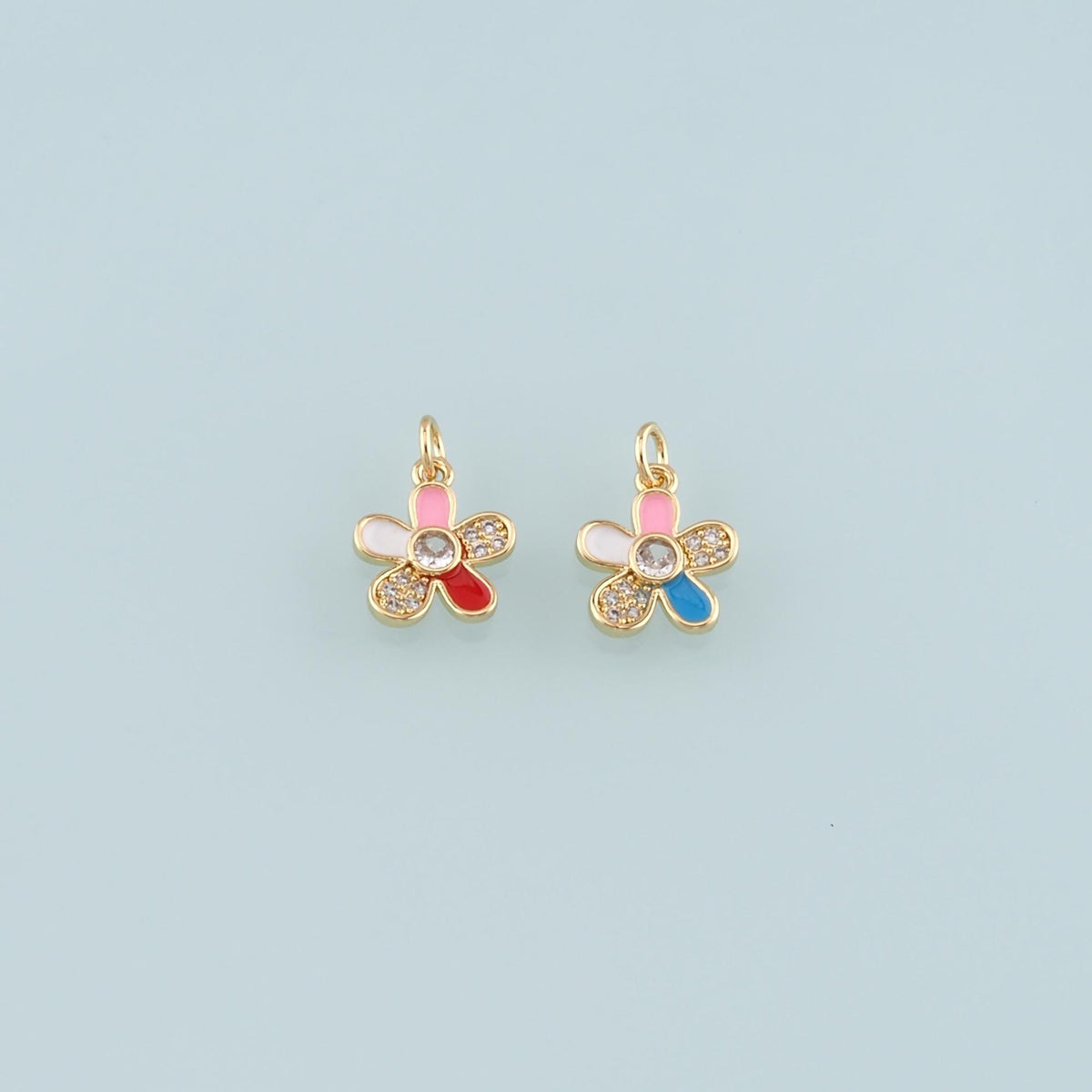 Gold Flower Charms,18K Gold Filled Flower Pendant,Enamel Flower Charm Bracelet Necklace for DIY Jewelry Making Supply