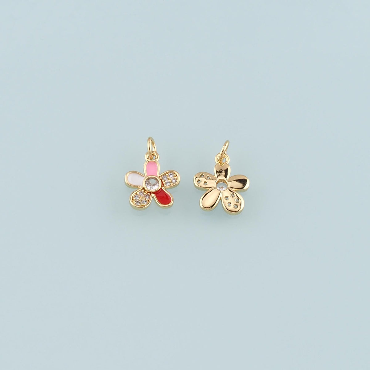 Gold Flower Charms,18K Gold Filled Flower Pendant,Enamel Flower Charm Bracelet Necklace for DIY Jewelry Making Supply