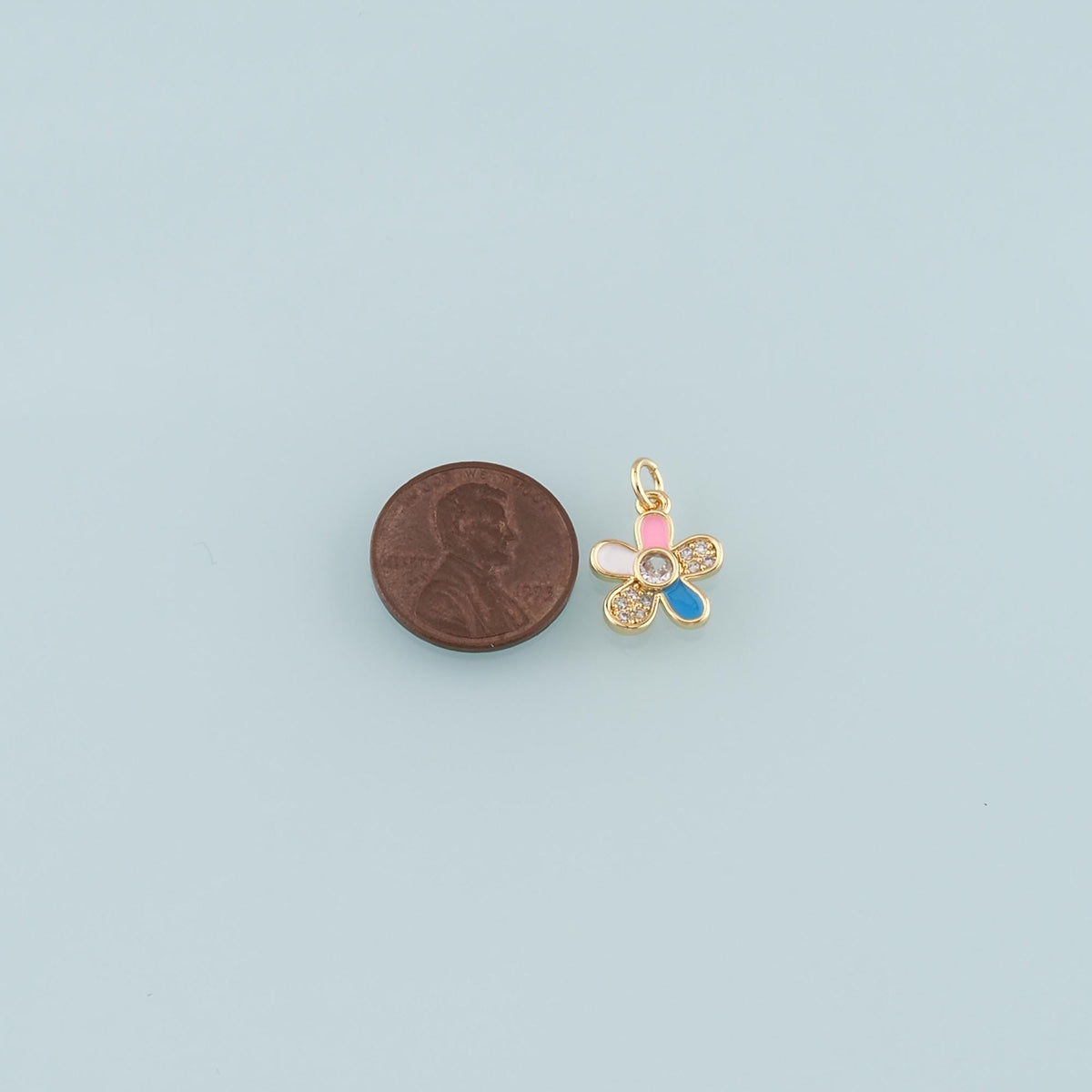Gold Flower Charms,18K Gold Filled Flower Pendant,Enamel Flower Charm Bracelet Necklace for DIY Jewelry Making Supply