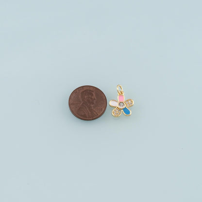 Gold Flower Charms,18K Gold Filled Flower Pendant,Enamel Flower Charm Bracelet Necklace for DIY Jewelry Making Supply