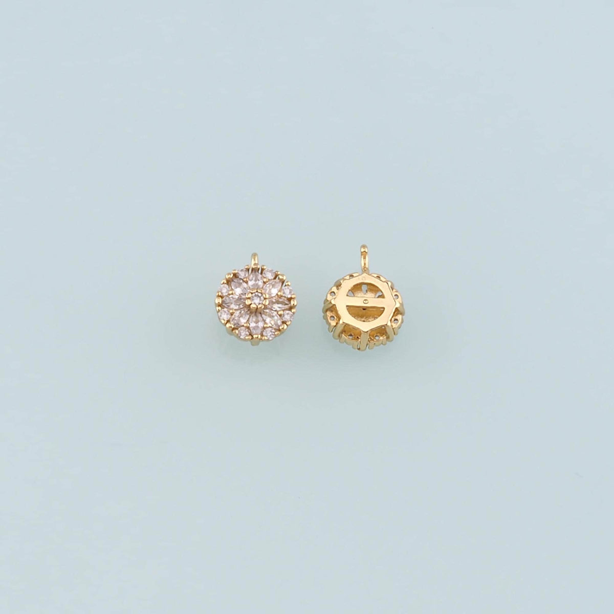Gold Flower Charms,18K Gold Filled Flower Pendant,CZ Micro Pave Flower Charm Bracelet Necklace for DIY Jewelry Making Supply