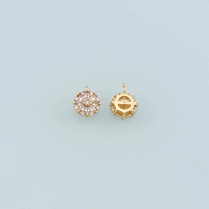 Gold Flower Charms,18K Gold Filled Flower Pendant,CZ Micro Pave Flower Charm Bracelet Necklace for DIY Jewelry Making Supply