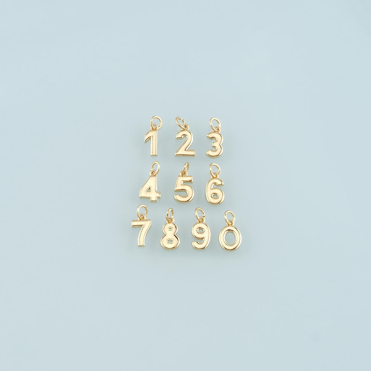 18K Gold Filled Number Pendant,Dainty Number Charm Bracelet Necklace for DIY Jewelry Making Supply