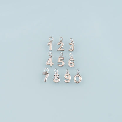 18K Gold Filled Number Pendant,Dainty Number Charm Bracelet Necklace for DIY Jewelry Making Supply