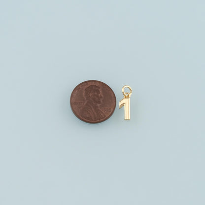 18K Gold Filled Number Pendant,Dainty Number Charm Bracelet Necklace for DIY Jewelry Making Supply