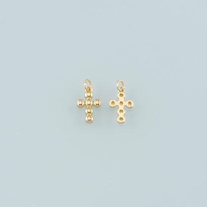Gold Cross Charms,18K Gold Filled Cross Pendant,Religion Charm Bracelet Necklace for DIY Jewelry Making Supply