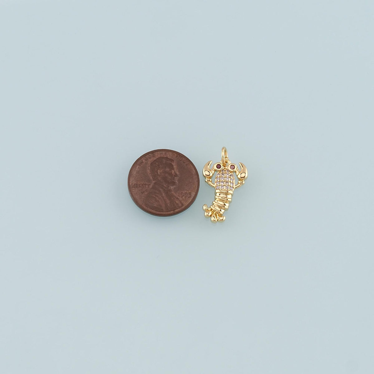 Cute Lobster Charms,18K Gold Filled CZ Micro Pave Lobster Pendant,kawaii Ocean Charm Bracelet Necklace for DIY Jewelry Making