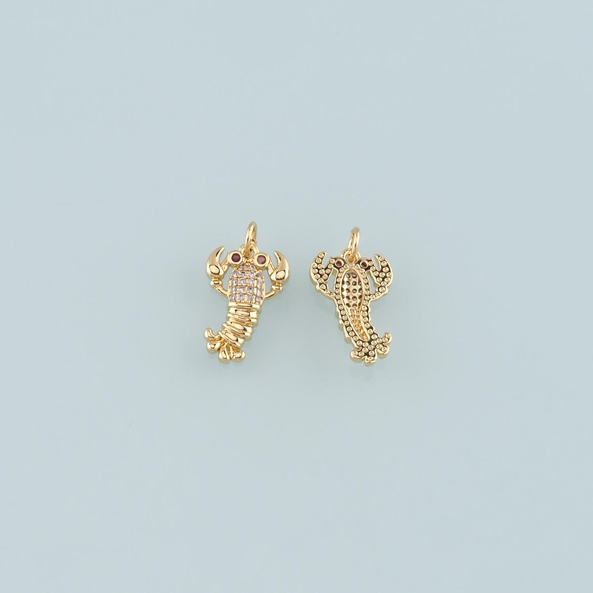 Cute Lobster Charms,18K Gold Filled CZ Micro Pave Lobster Pendant,kawaii Ocean Charm Bracelet Necklace for DIY Jewelry Making