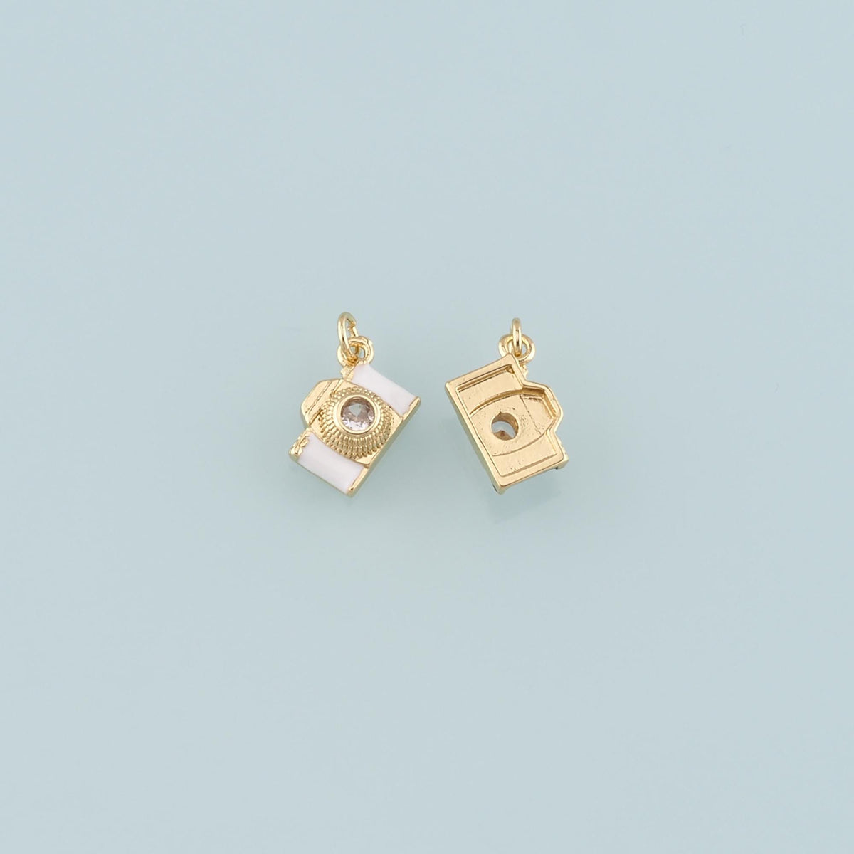 Gold Camera Charms,18K Gold Filled Camera Pendant,Enamel Camera Charm Bracelet Necklace for DIY Jewelry Making Supply