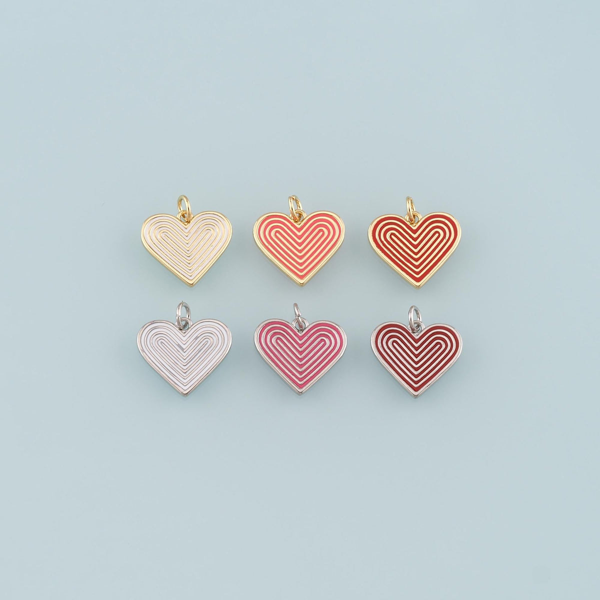 18K Gold Filled Heart Enamel Charm Pendant for Jewelry Making