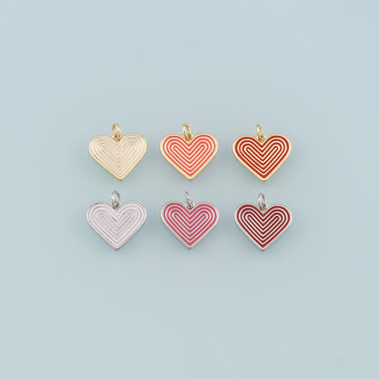 18K Gold Filled Heart Enamel Charm Pendant for Jewelry Making
