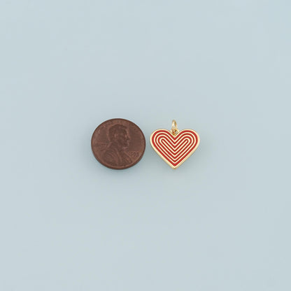 18K Gold Filled Heart Pendant,Enamel Heart Charm Bracelet Necklace for DIY Jewelry Making Supply