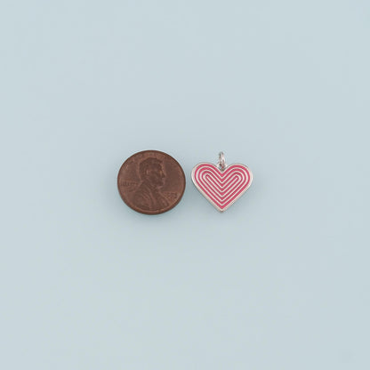 18K Gold Filled Heart Pendant,Enamel Heart Charm Bracelet Necklace for DIY Jewelry Making Supply