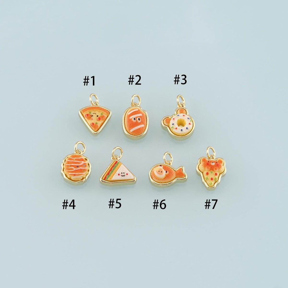 Gold Food Charms,18K Gold Filled Gourmet Food Pendant,Enamel Gourmet Food Charm Bracelet Necklace for DIY Jewelry Making Supp