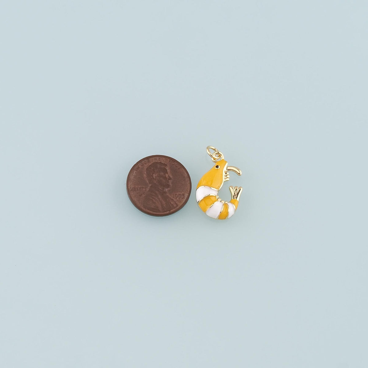 Gold Ocean Charms,18K Gold Filled Shrimp Pendant,Enamel Shrimp Charm Bracelet Necklace for DIY Jewelry Making Supply