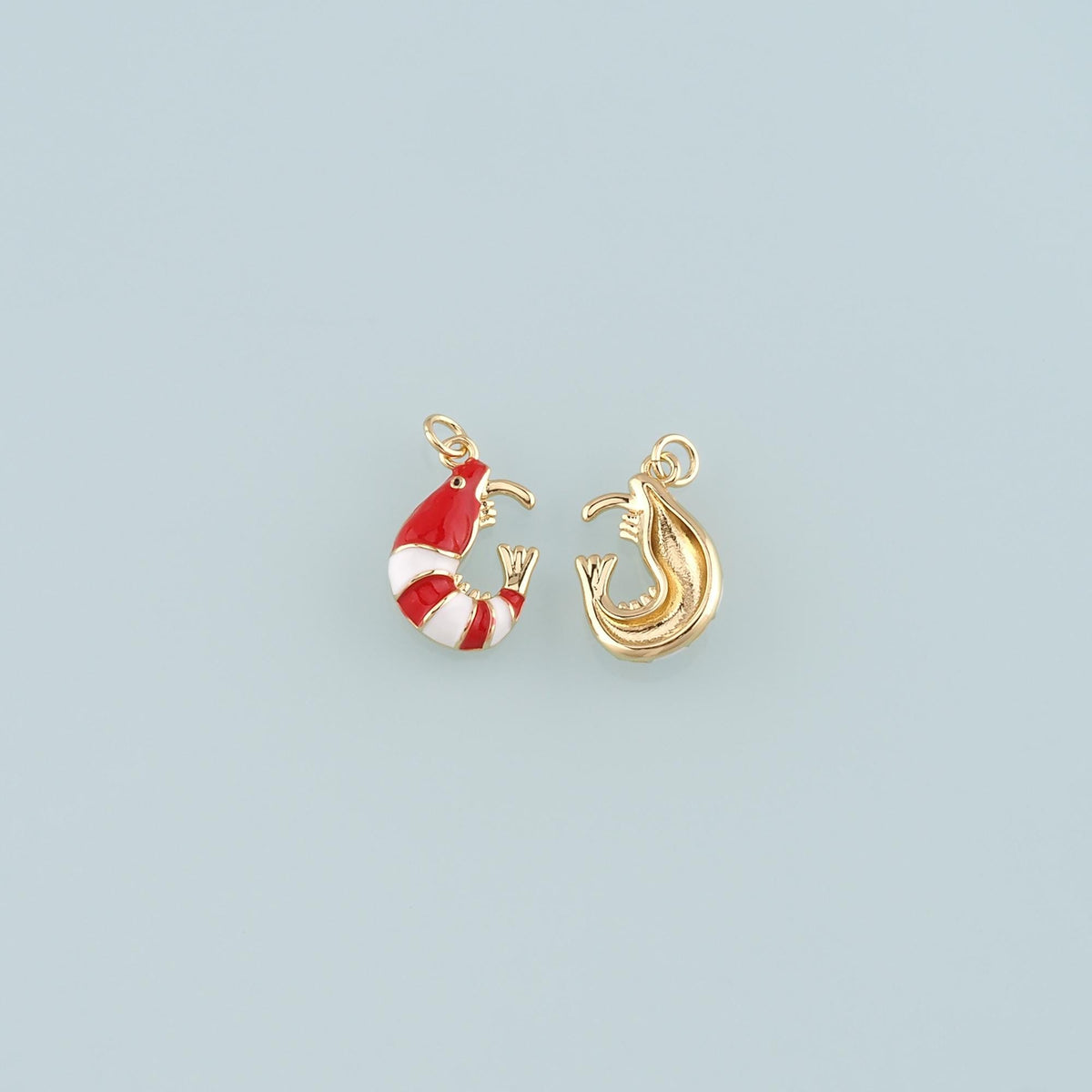 Gold Ocean Charms,18K Gold Filled Shrimp Pendant,Enamel Shrimp Charm Bracelet Necklace for DIY Jewelry Making Supply
