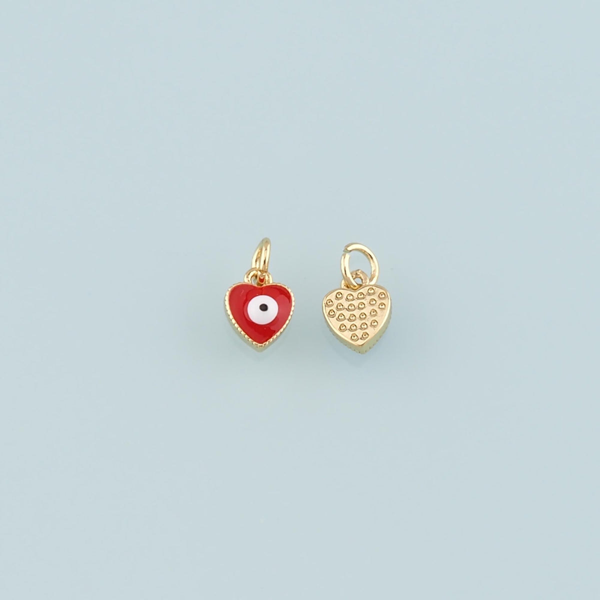 Gold Evil Eye Charms,18K Gold Filled Heart Pendant,Enamel Heart Eye Charm Bracelet Necklace for DIY Jewelry Making Supply