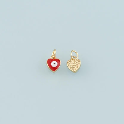 Gold Evil Eye Charms,18K Gold Filled Heart Pendant,Enamel Heart Eye Charm Bracelet Necklace for DIY Jewelry Making Supply