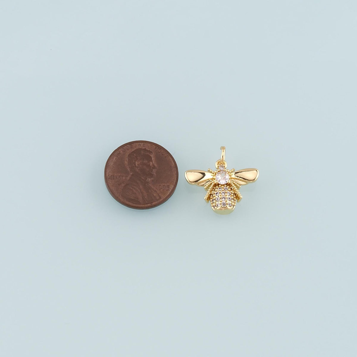 Gold Insect Charms,18K Gold Filled Bee Pendant,CZ Micro Pave Bee Charm Bracelet Necklace for DIY Jewelry Making Supply