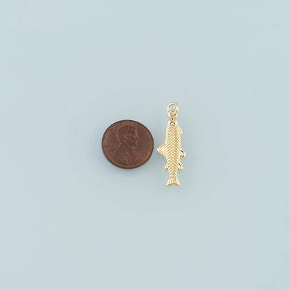 Gold Fish Charms,18K Gold Filled Fish Pendant,Ocean Charm Bracelet Necklace for DIY Jewelry Making Supply