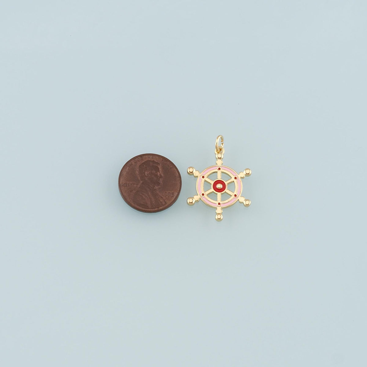 Gold Rudder Charm,18K Gold Filled Rudder Pendant,Enamel Navigation Charm Bracelet Necklace for DIY Jewelry Making Supply