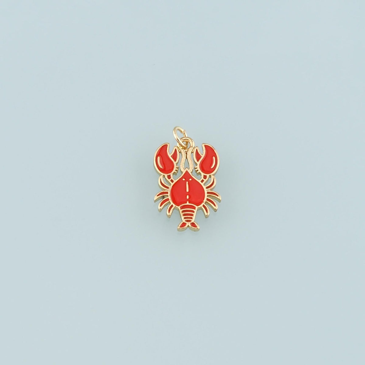 Cute Lobster Charms,18K Gold Filled Enamel Lobster Pendant,kawaii Ocean Charm Bracelet Necklace for DIY Jewelry Making Supply