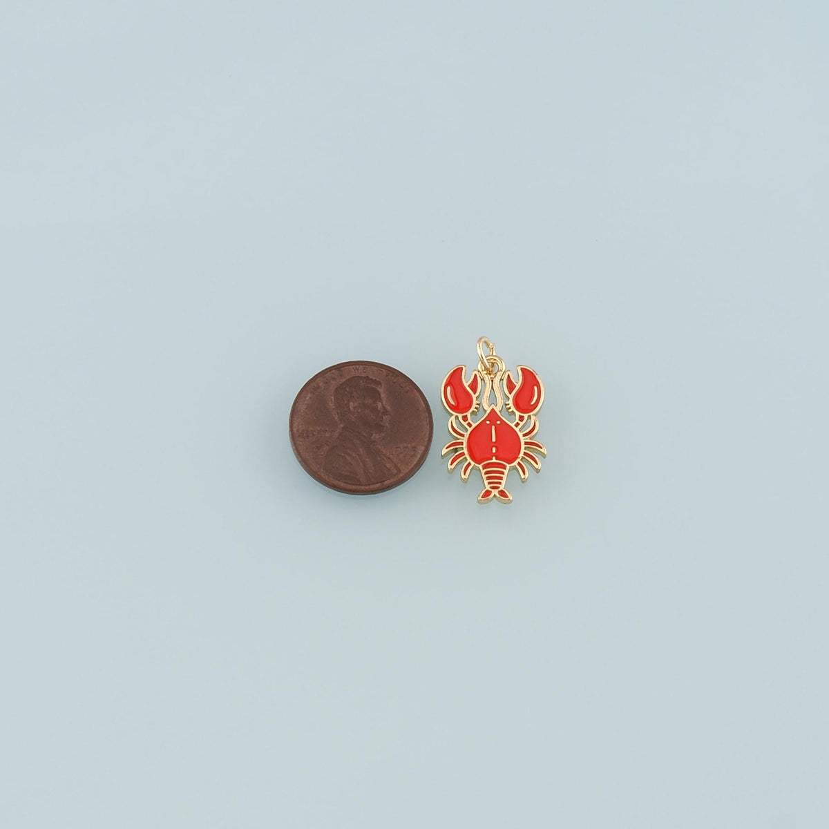 Cute Lobster Charms,18K Gold Filled Enamel Lobster Pendant,kawaii Ocean Charm Bracelet Necklace for DIY Jewelry Making Supply