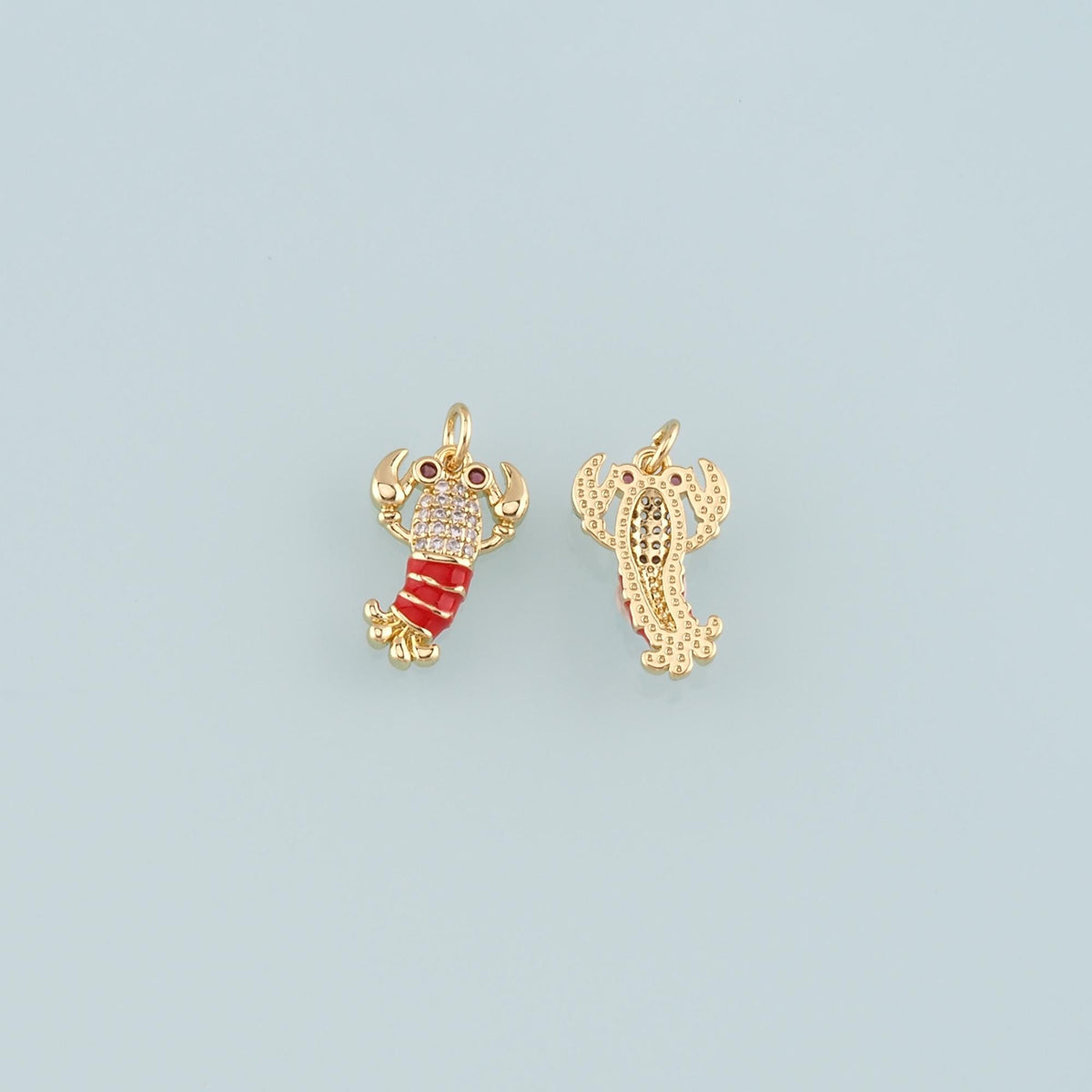 Cute Lobster Charms,18K Gold Filled Enamel Lobster Pendant,kawaii Ocean Charm Bracelet Necklace for DIY Jewelry Making Supply