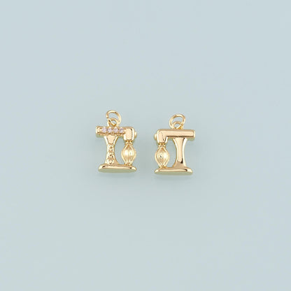 18K Gold Filled Sewing Machine Pendant,CZ Micro Pave Sewing Machine Charm Bracelet Necklace for DIY Jewelry Making Supply