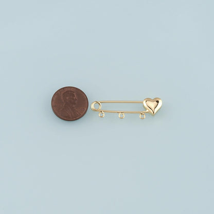 18K Gold Filled Safety Pin Pendant,Safety Pin Charm Bracelet Necklace for DIY Jewelry Making Supply