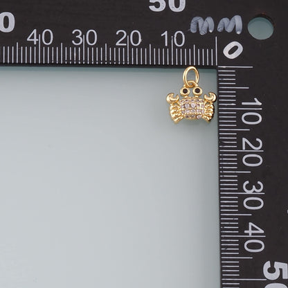 Gold Marine Life Charms,18K Gold Filled Crab Pendant,CZ Micro Pave Crab Charms Bracelet Necklace for DIY Jewelry Making Suppl