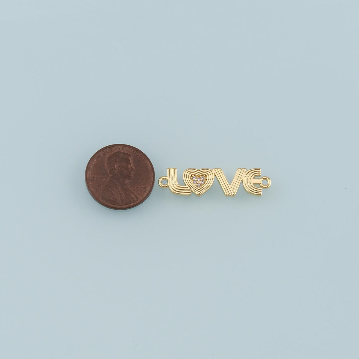 18K Gold Filled Love Connector,CZ Micro Pave Heart Charm Bracelet Necklace for DIY Jewelry Making Supply