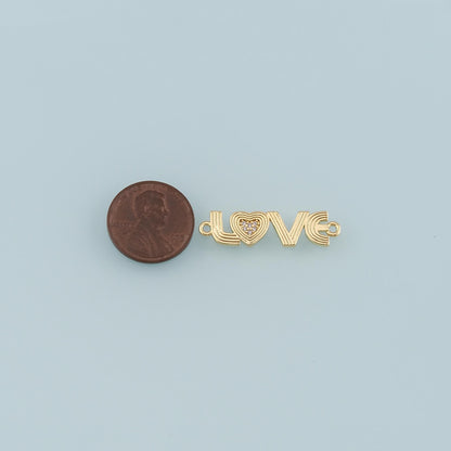 18K Gold Filled Love Connector,CZ Micro Pave Heart Charm Bracelet Necklace for DIY Jewelry Making Supply