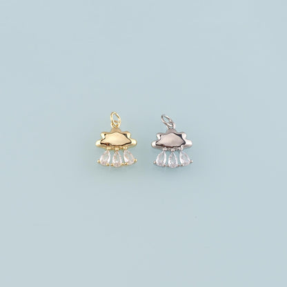 Gold Jellyfish Charms,18K Gold Filled Jellyfish Pendant,CZ Micro Pave Ocean Charm Bracelet Necklace for DIY Jewelry Making Su