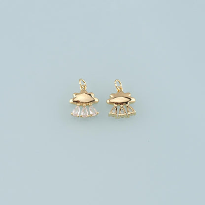 Gold Jellyfish Charms,18K Gold Filled Jellyfish Pendant,CZ Micro Pave Ocean Charm Bracelet Necklace for DIY Jewelry Making Su