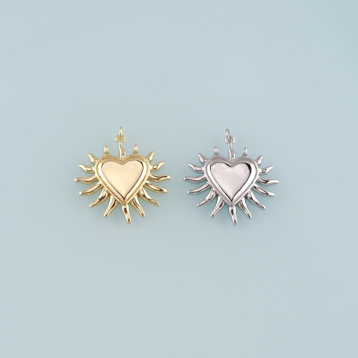 18K Gold Filled Heart Pendant,Heart Charm Bracelet Necklace for DIY Jewelry Making Supply