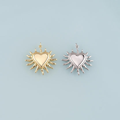 18K Gold Filled Heart Pendant,Heart Charm Bracelet Necklace for DIY Jewelry Making Supply