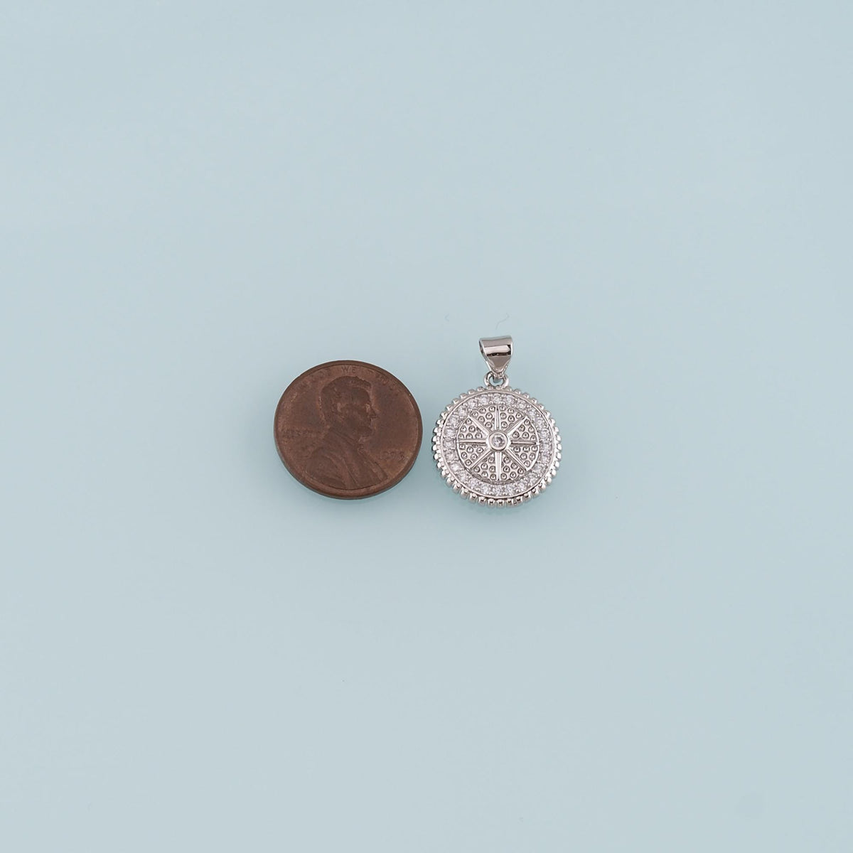 18K Gold Filled Compass Pendant,CZ Micro Pave Compass Charm Bracelet Necklace for DIY Jewelry Making Supply
