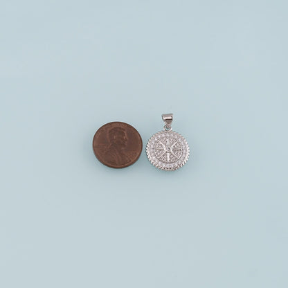 18K Gold Filled Compass Pendant,CZ Micro Pave Compass Charm Bracelet Necklace for DIY Jewelry Making Supply