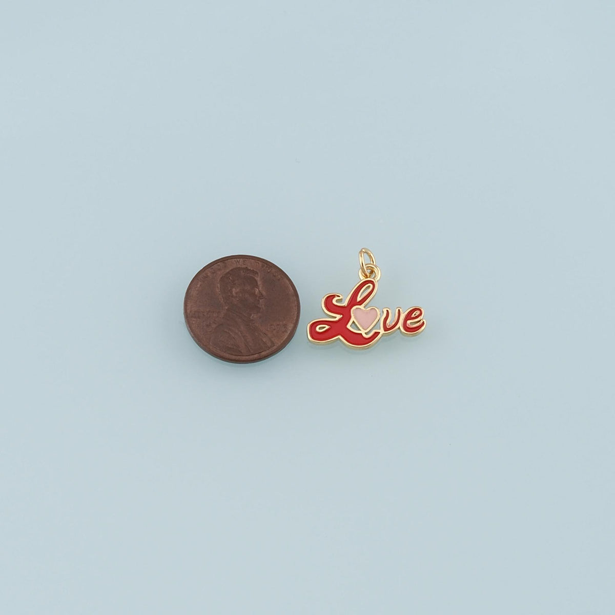 18K Gold Filled Love Pendant,Enamel Heart Charm Bracelet Necklace for DIY Jewelry Making Supply