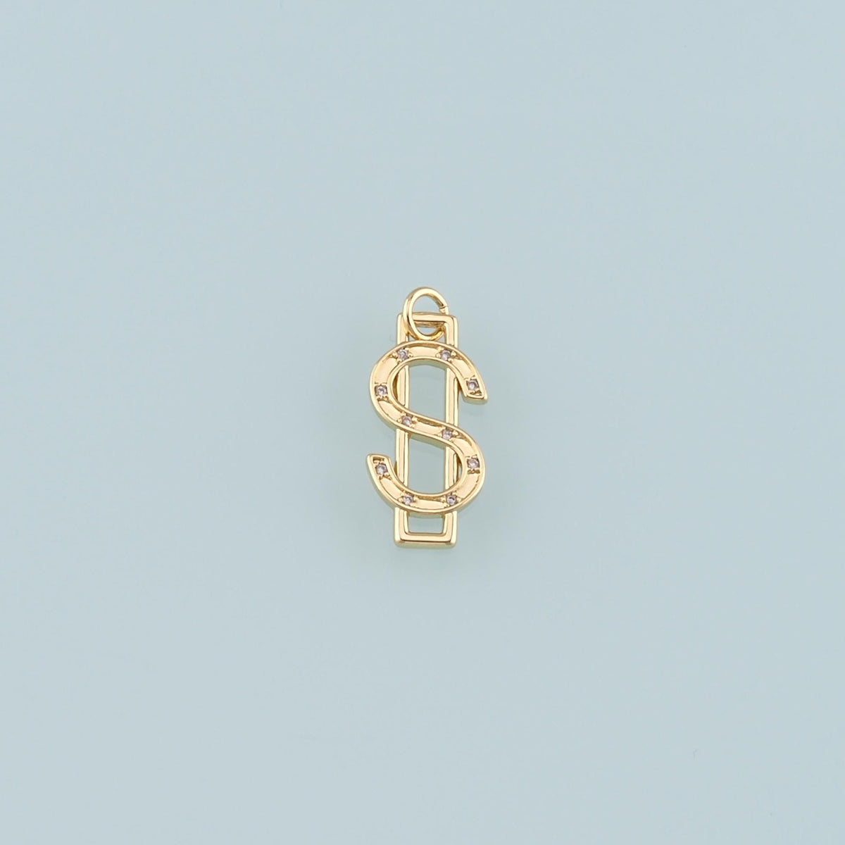 Gold Dollar Charms,18K Gold Filled Money Pendant,CZ Micro Pave Dollar Charm Bracelet Necklace for DIY Jewelry Making Supply