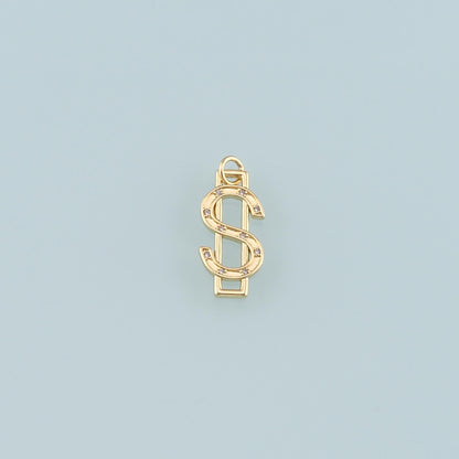 Gold Dollar Charms,18K Gold Filled Money Pendant,CZ Micro Pave Dollar Charm Bracelet Necklace for DIY Jewelry Making Supply