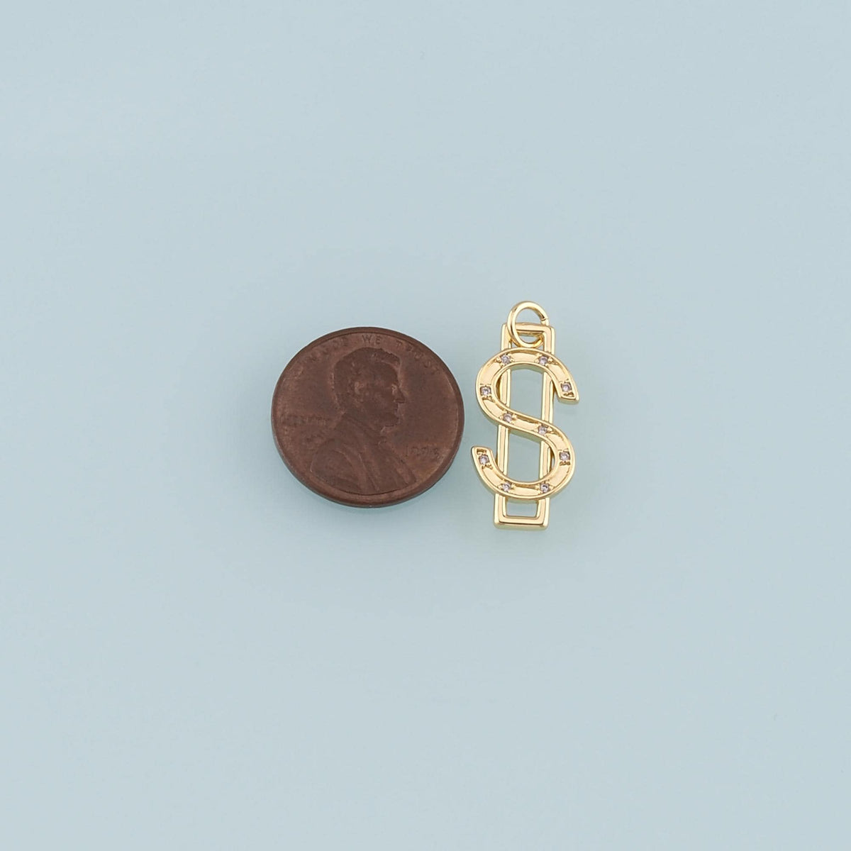 Gold Dollar Charms,18K Gold Filled Money Pendant,CZ Micro Pave Dollar Charm Bracelet Necklace for DIY Jewelry Making Supply