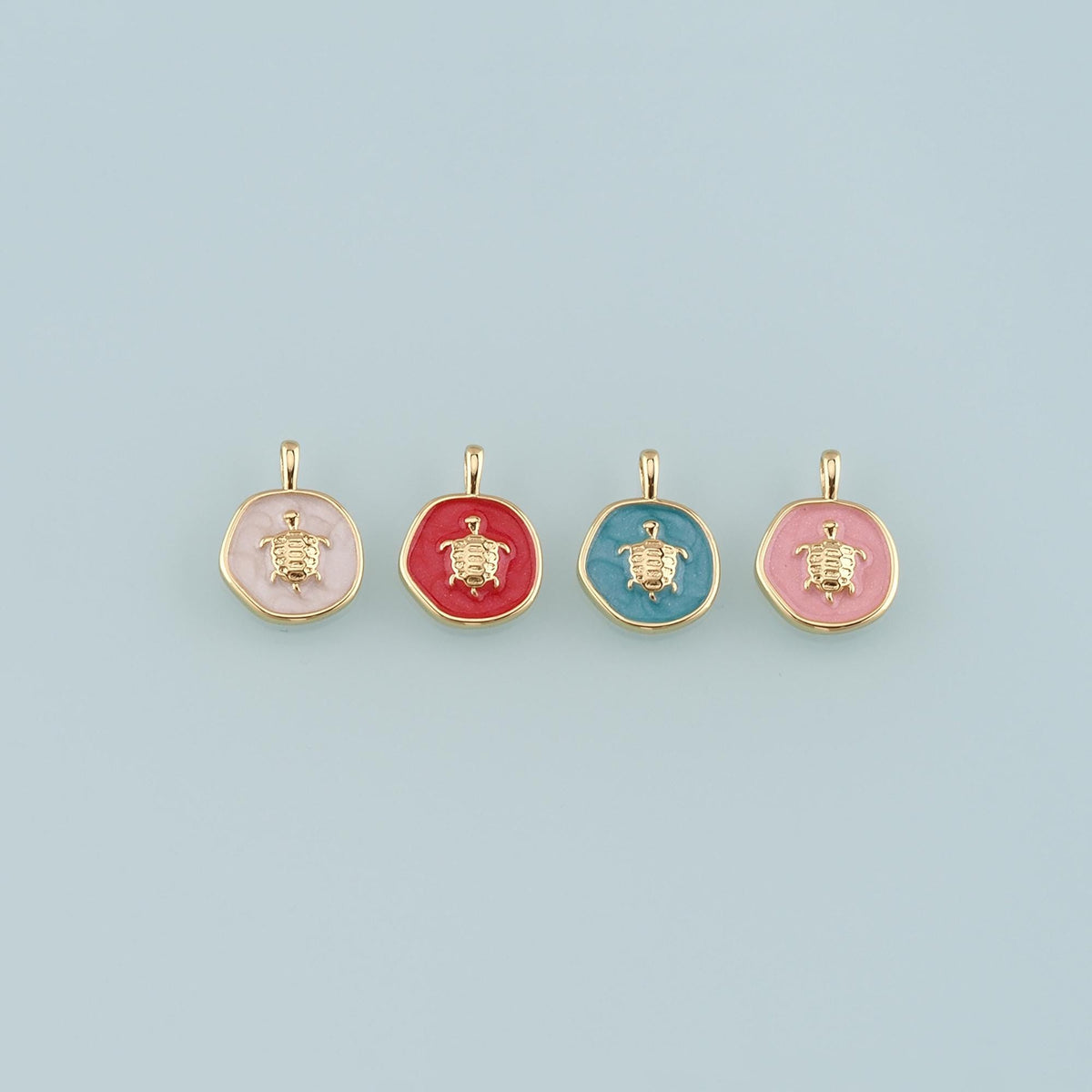 Gold Ocean Charms,18K Gold Filled Turtle Pendant,Enamel Turtle Charm Bracelet Necklace for DIY Jewelry Making Supply