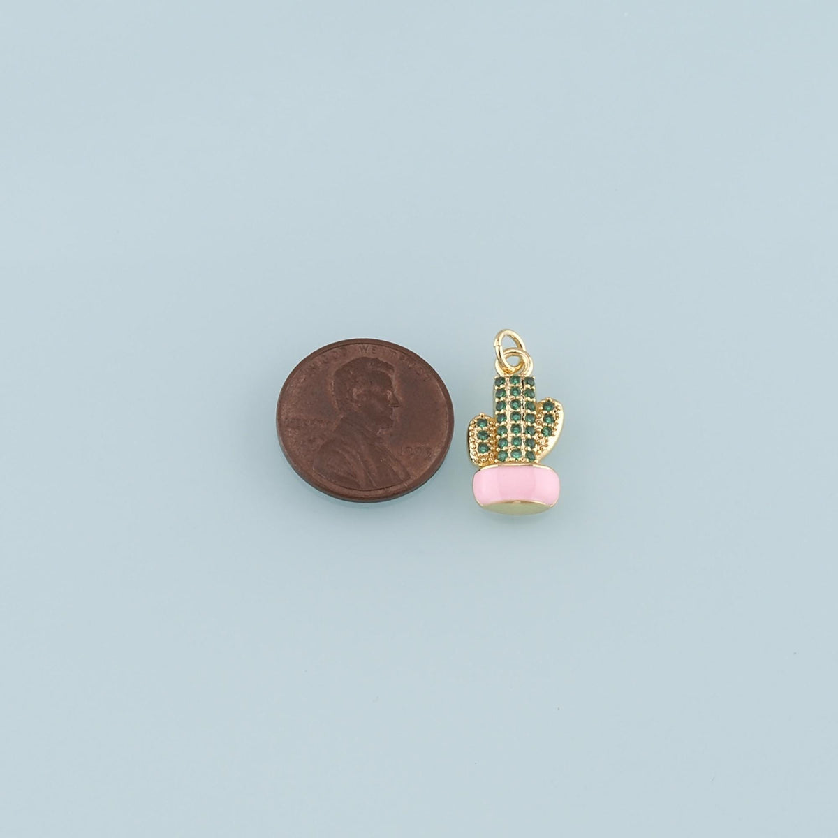 Gold Cactus Charms,18K Gold Filled Cactus Pendant,Enamel Desert Charm Bracelet Necklace for DIY Jewelry Making Supply