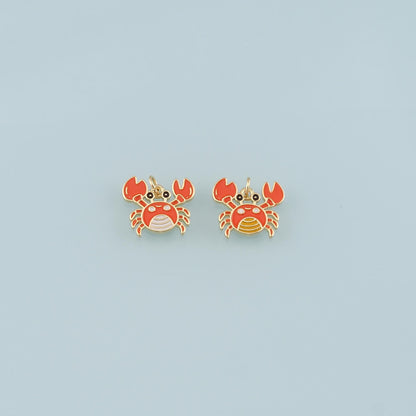 Gold Marine Life Charms,18K Gold Filled Crab Pendant,Enamel Crab Charms Bracelet Necklace for DIY Jewelry Making Supply