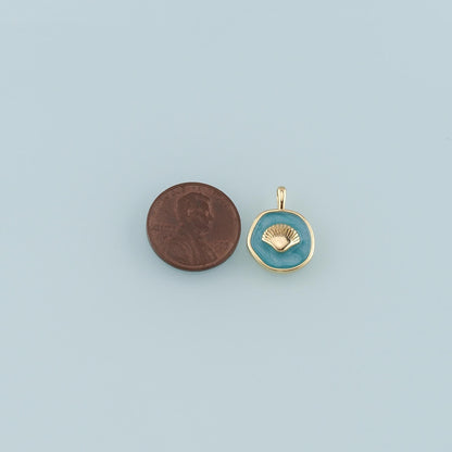 Gold Shell Charms,18K Gold Filled Scallop Pendant,Enamel Conch Shell Charm Bracelet Necklace for DIY Jewelry Making Supply