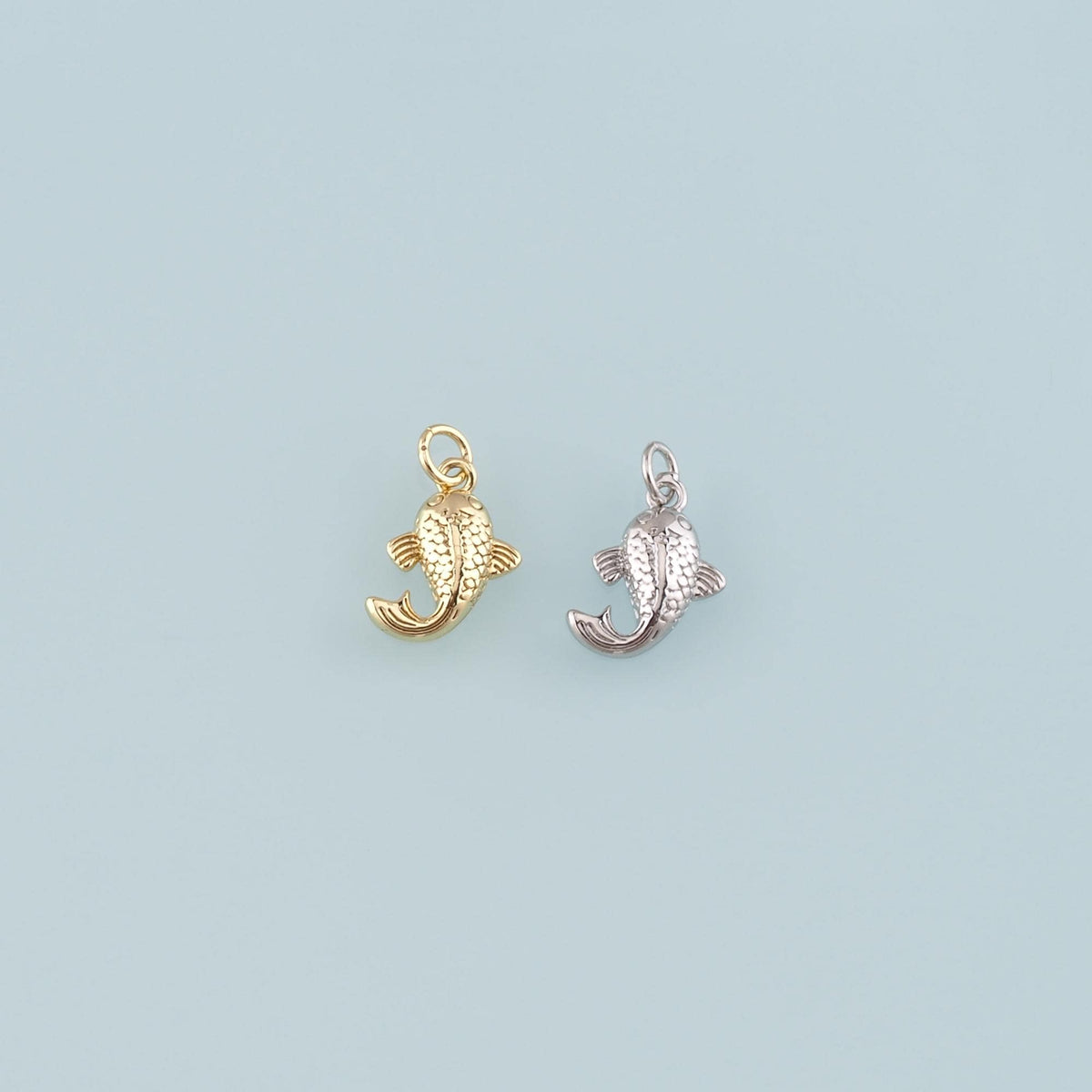 Gold Fish Charms,18K Gold Filled Fish Pendant,Fish Charm Bracelet Necklace for DIY Jewelry Making Supply